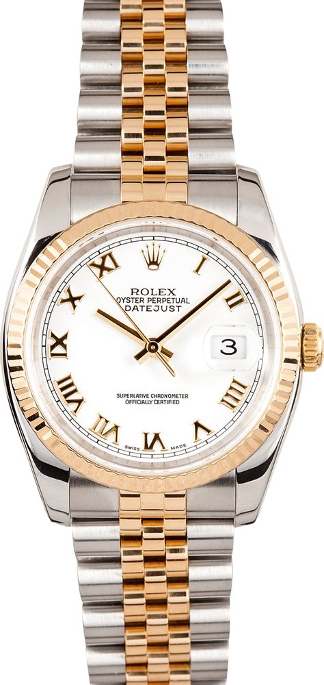 rolex datejust two tone white face|rolex datejust 36mm white dial.